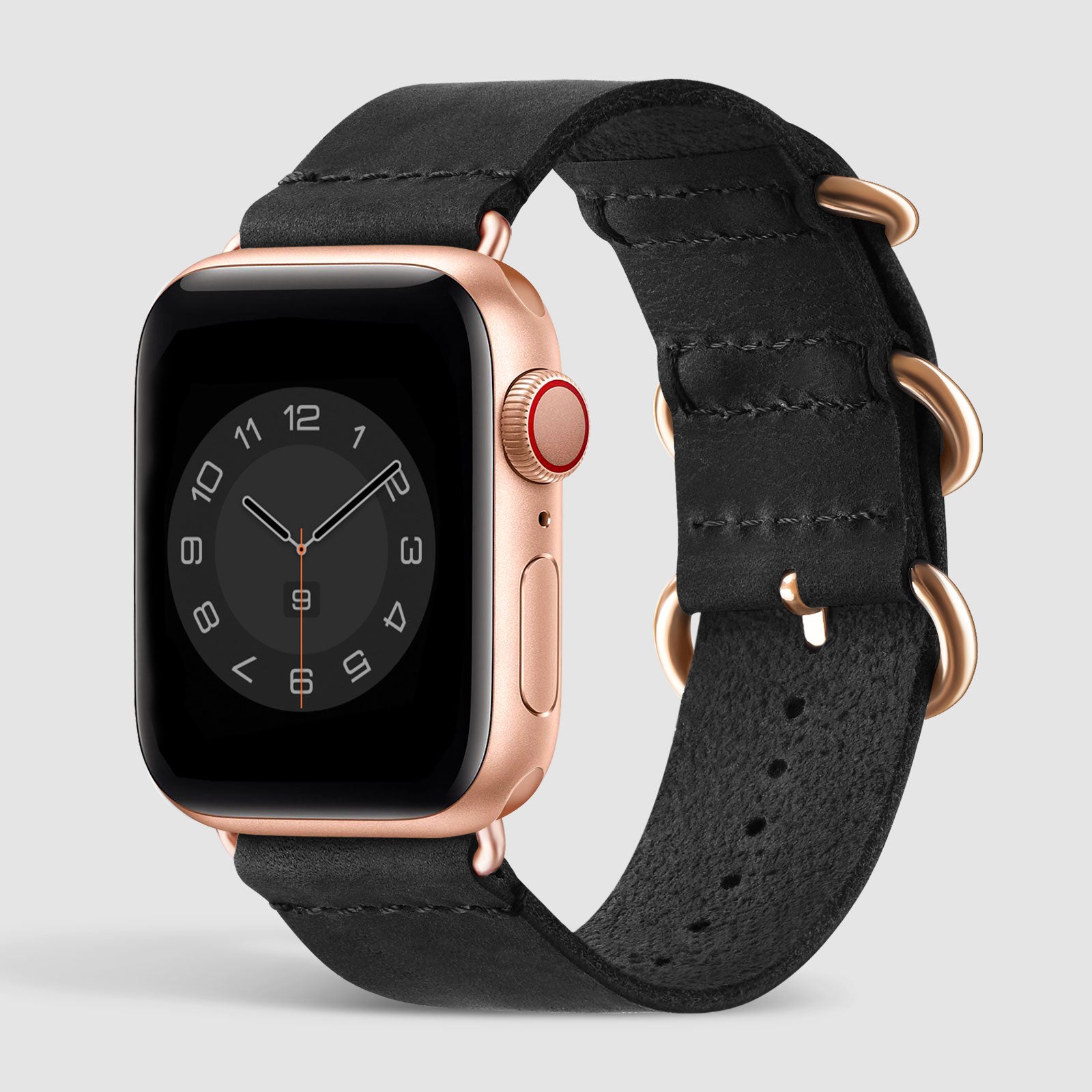 Apple Watch Band Leather Retro Vibe Black Rose Gold 38mm 40mm 41mm