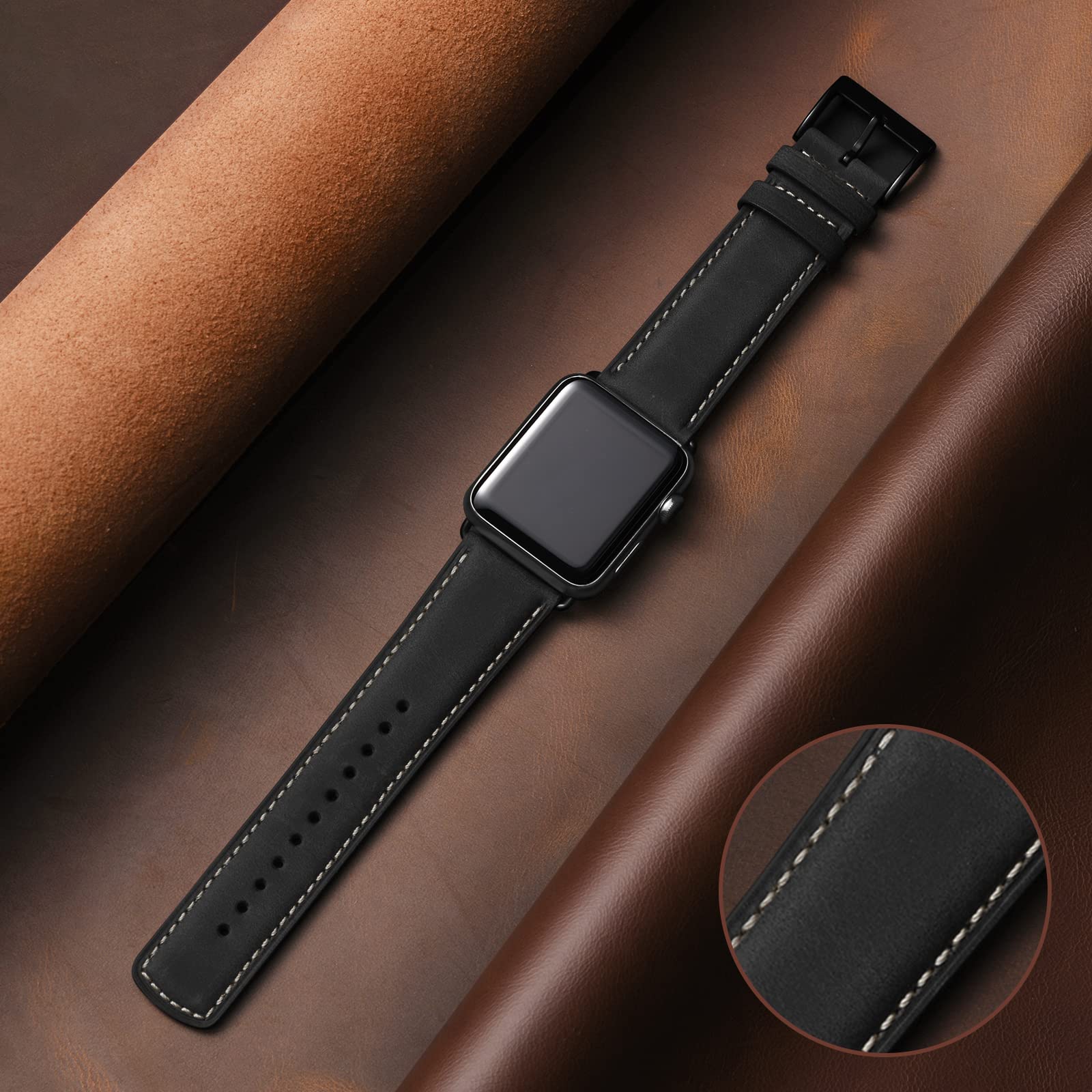 black leather apple watch band