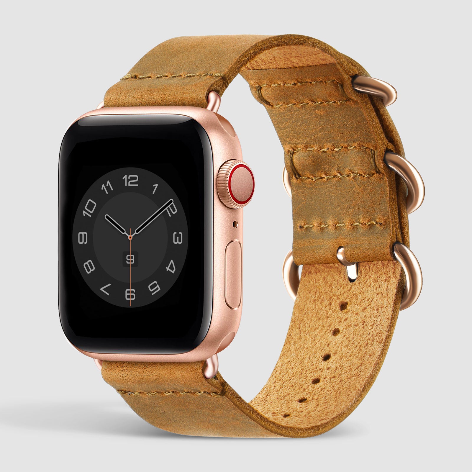 light brown leather band apple watch