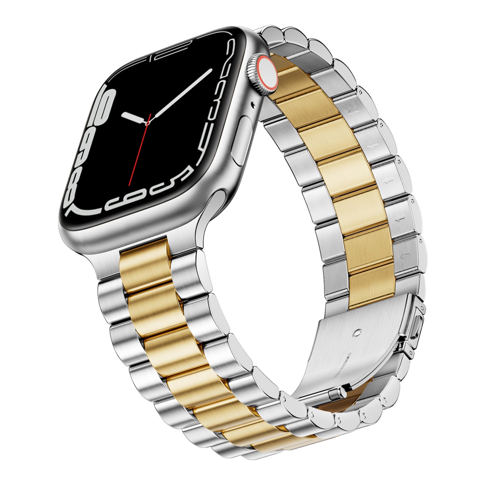 silver and gold apple watch band